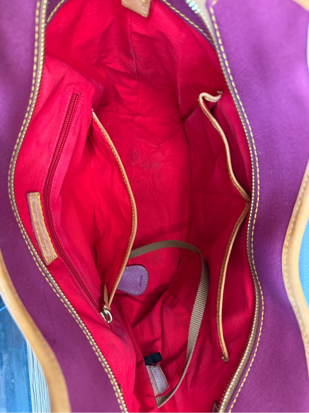 Dooney & Bourke Magenta Tote with Tan Leather Trim - Picture 5 of 5